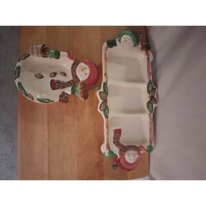 Ceramic Christmas Tray with Candy Dish